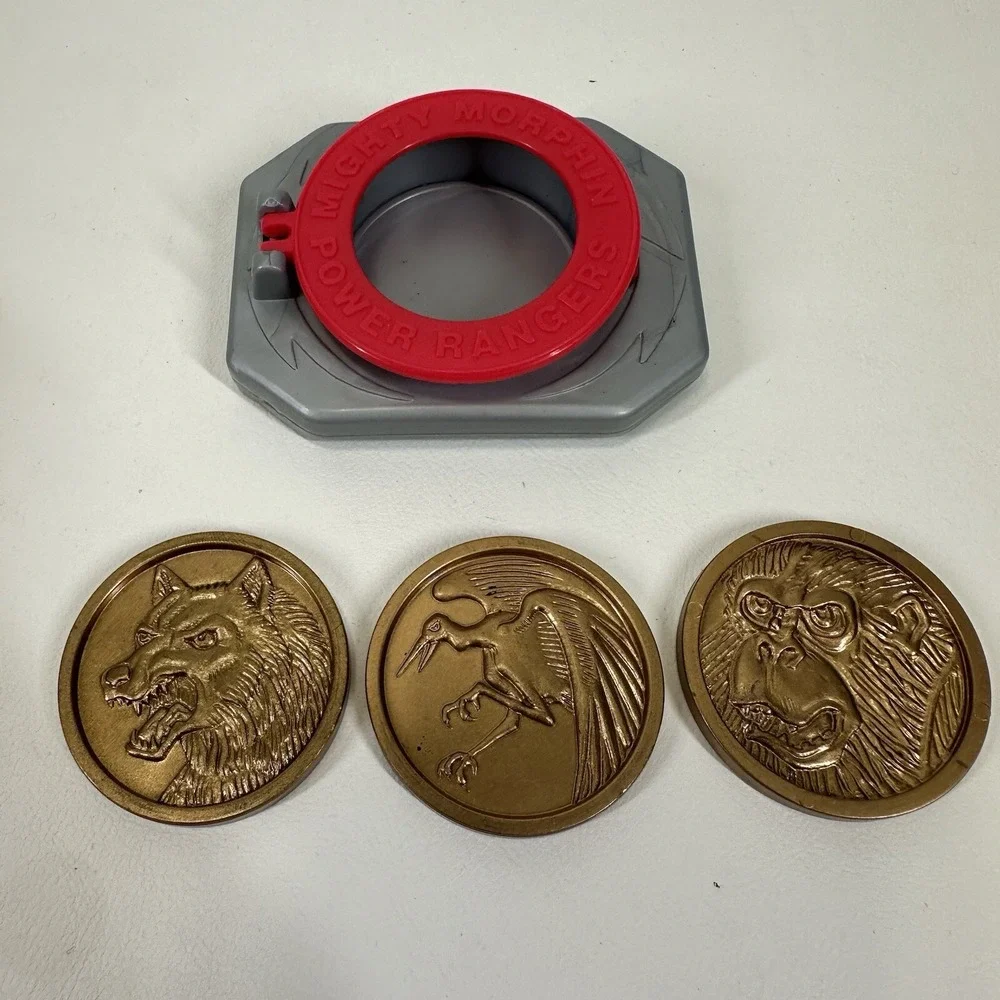 Mighty Morphin Power Rangers Belt Buckle and 3 Coins 1995 Vintage